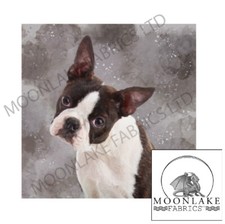 Boston Terrier Dog Fabric Craft Panels 100% Light Cotton or Thick Soft Polyester