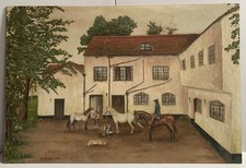 LARGE VINTAGE OIL PAINTING OLD