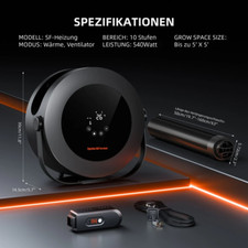 Spider Farmer 540W Grow Tent Heater w/ Temp Control, Day/Night Sensors & 24H Timer