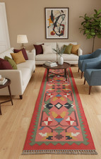 Vintage Handmade Kilim Rug indian Southwestern Area Rug Navajo Wool Jute Runner