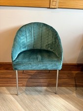 Teal tub chair, chrome effect