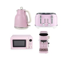 Salter Retro Pink Kitchen Set – Kettle, Toaster, Microwave & Espresso Machine