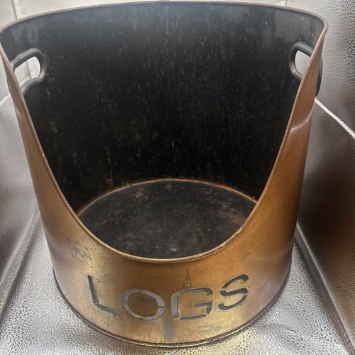 Log basket brass tone - basket,