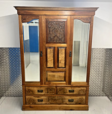 Stunning Antique French Solid Walnut Burr 2 door mirrored armoire wardrobe C1895