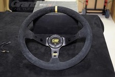OMP 350mm 14' Suede Leather Black Deep Cone Racing Sport Steering Wheel