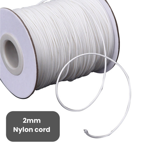 2mm nylon braided cord white - 2mm,