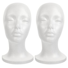 2 Pcs Wig Display Head Hairdressing Polystyrene Mannequin Foam Hat