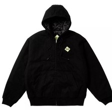 PALACE HARDWARE HOODED WORKWEAR JACKET BLACK Mens Size Large Canvas Quilted Coat