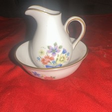 Miniature Jug & Bowl Set, Floral Decoration, In Good Condition.