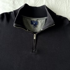 Mens GANT Quarter Zip Jumper Size XL in Dark Navy Blue Pullover Long Sleeve
