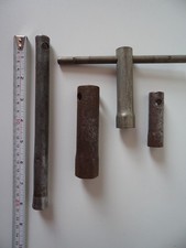 4 Vintage Tubular Box Spanners Wrenches Jenbro 7/16"W, Unbranded 1/4"W, 2 More