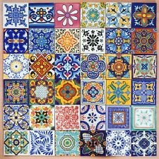 36 x Mixed 10.5cm Mexican Talavera Style Tiles - Ethically Sourced - Aleatorio