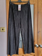 BNWT Kim & Co Plisse Plazzo Petite Pants Trousers Black Size XL