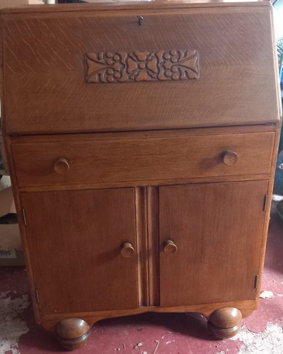 Antique oak bureau early 20th - oak,