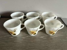 JAJ Pyrex Autumn Glory Vintage Milk Glass Cup 1960s/1970s - Rare Set Of 6  VGC