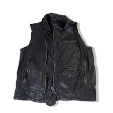 Zara man authentic leather brown biker sleeveless medium jacket | BROWN | 3607