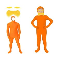 Adult Kids Spandex Costume Orange Full Body Invisible Morph Suit Party Halloween