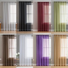 SLOT TOP Voile Curtain Panel - Net Voile Curtains - Free Tie Back Now Included