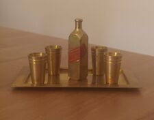 Miniatura Johnnie Walker Red Bottiglia Bicchieri Vassoio Whisky Miniature Brass