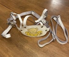 Vintage 1979 Clippasafe?  White Leather Reins Teddy Bear Print Very Good Cond