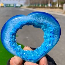 92G Beautiful Blue agate heart-shaped crystal heart-shaped energy healing