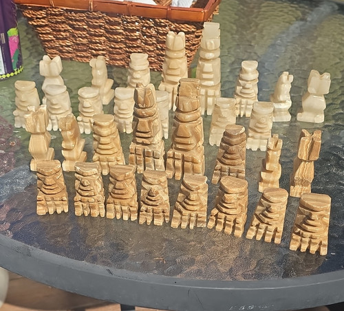 Hand carved marble chess set - marble,
