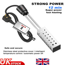 Electric Immersion Water Heater 2500W Bathtub Bucket Thermostat Auto Shutoff UK
