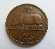 1928 Irish Half Penny Coin Old Ireland 1/2d First Year Issued