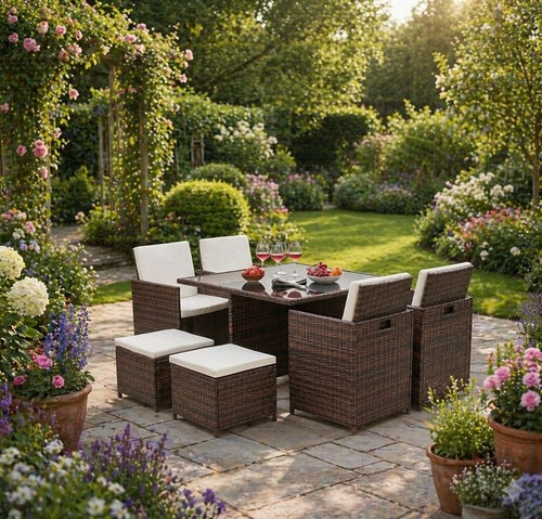 Rattan garden furniture cube - rattan,