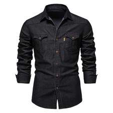 Elastic Cotton Denim Shirt for