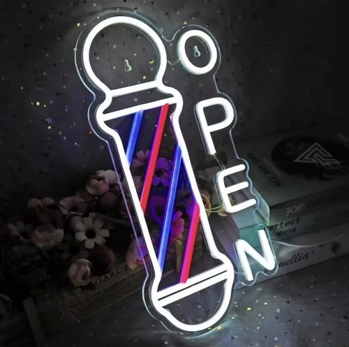 Barber shop open neon led - shop,