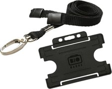 Black Lanyard Neck Strap with metal clip and matching ID Card Holder