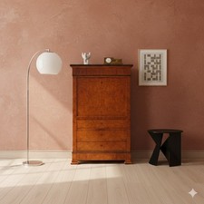 Antique Secretaire Elm Burl