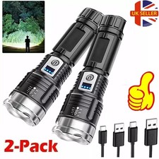 2X 990000000LM High Powered Super Bright Flashlight LED Rechargeable Torch Lamp