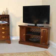 Mahogany Corner TV Unit | Mahogany TV Cabinet 2 Panelled Doors Shelf NEW CBN002
