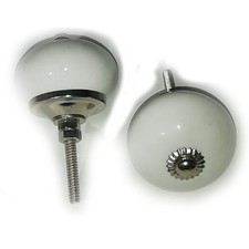 ⭐ Round White Plain Ceramic Door Knobs Cabinets Cupboard Drawers Pulls Handles