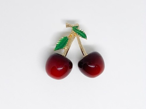 Red cherry brooch pin double - brooch,