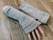 Grey FINGERLESS Gloves Long Wrist Warmers Handmade  Mittens Mitts
