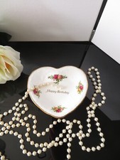 Royal Albert Happy Birthday Old Country Roses Heart Shaped Trinket Dish