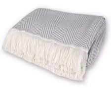 Merino Wool Blanket - Large Throw Bedspread for Sofa Bed, Double Size,...