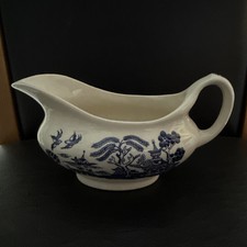 English Ironstone Tableware Old Willow Gravy Jug Immaculate Dresser Condition