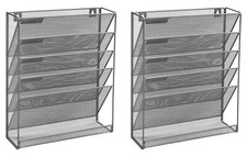 OSCO Wiremesh Wall Mounted Magazine Rack - Silver (Pack of 2)