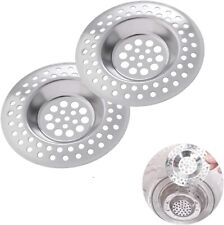 2pcs Sink Strainer Plug Kitchen Steel Basin Waste Drain Bath Filter Hair Drainer