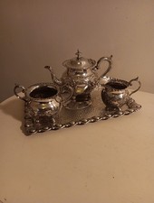 Antique 4 Piece Silver Plated Tray & Tea Set Arthur E Furniss & Sons Sheffield