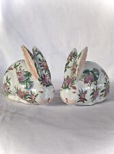 Pair of Chinese Famille Rose porcelain hand-painted rabbits.