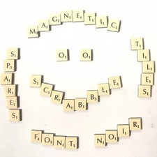 Spare Tiles For Vintage Magnetic Travel Scrabble - Black Font Ivory Back - Parts