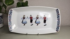 Vintage FIGGJO NORWAY Ceramic Serving Plate Dish Rectangle Norwegian Dancers 
