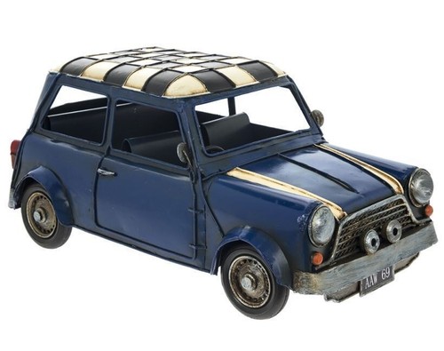 Blue mini car tin model - car,