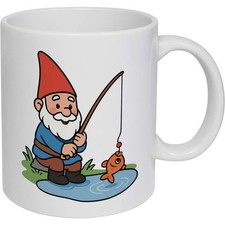 11oz (320ml) 'Fishing Gnome' Ceramic Mug / Cup (MG00096984)