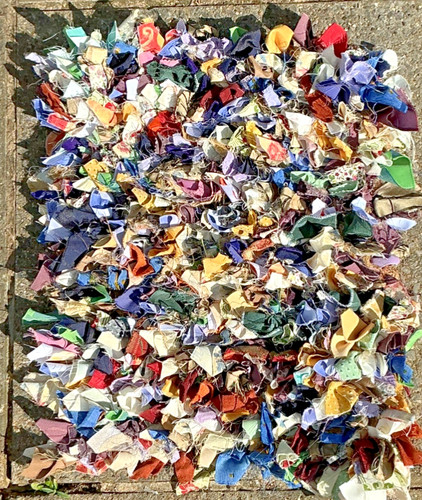 Handwoven rag rug textile - handwoven,